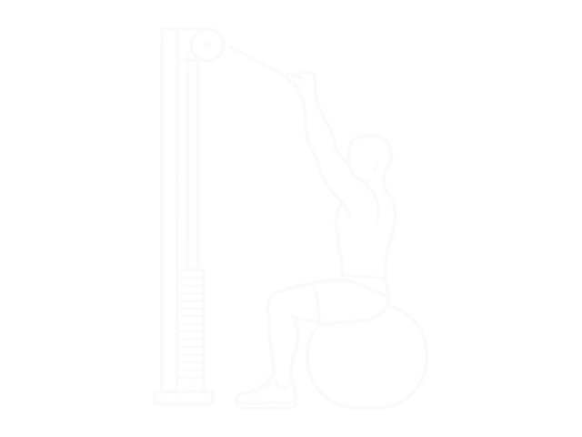 Overhead Cable Curl on Exercise Ball — Start