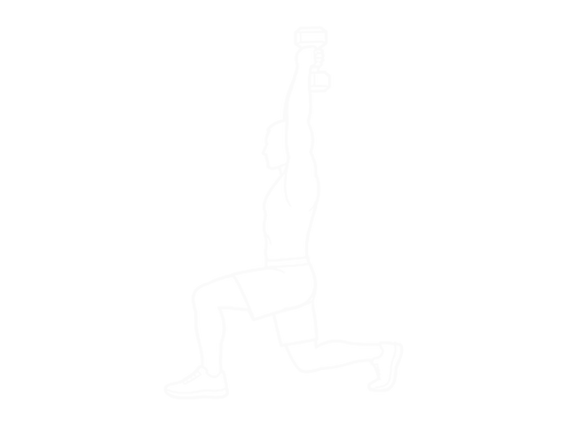 Dumbbell Forward Lunge Triceps Extension — End