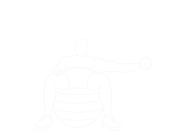 One-Arm Dumbbell Chest Fly on Exercise Ball — End