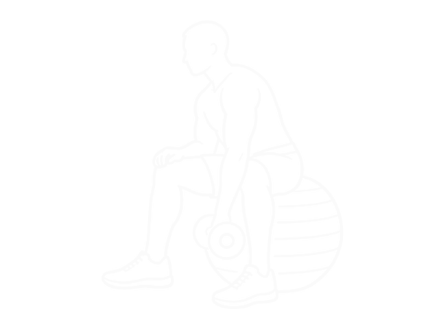 One-Arm Dumbbell Concentration Curl (On Stability Ball) — Start