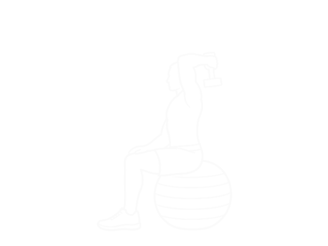 One-Arm Dumbbell French Press on Exercise Ball — Start