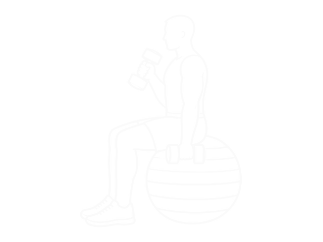 Seated Dumbbell Alternate Hammer Curl on Exercise Ball — End
