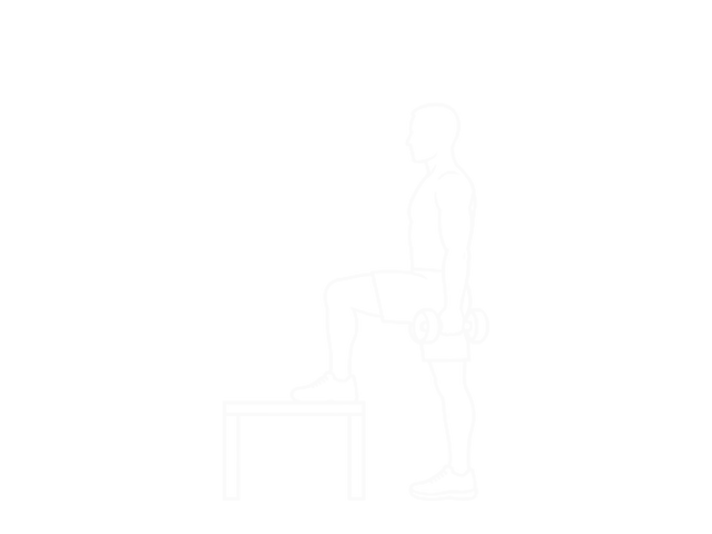 Dumbbell Step-Up Curl — Start