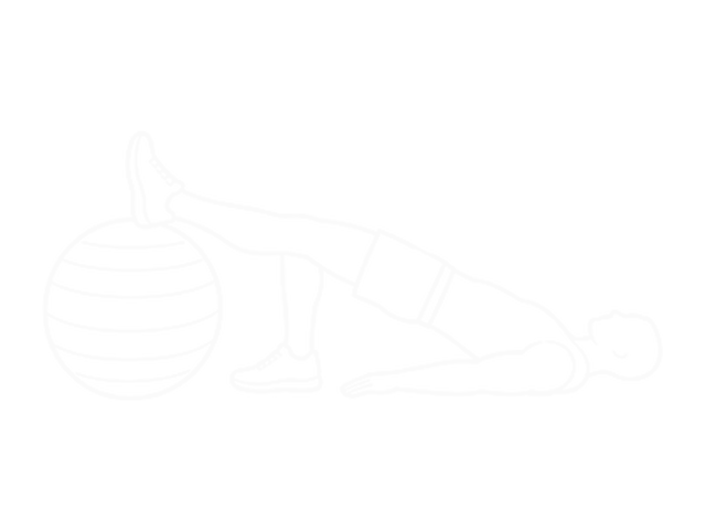 Exercise Ball One Legged Diagonal Kick Hamstring Curl — Start