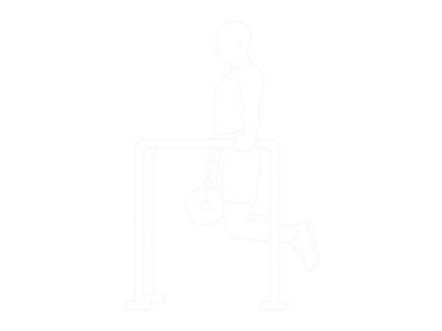 Weighted Triceps Dip on High Parallel Bars — Start