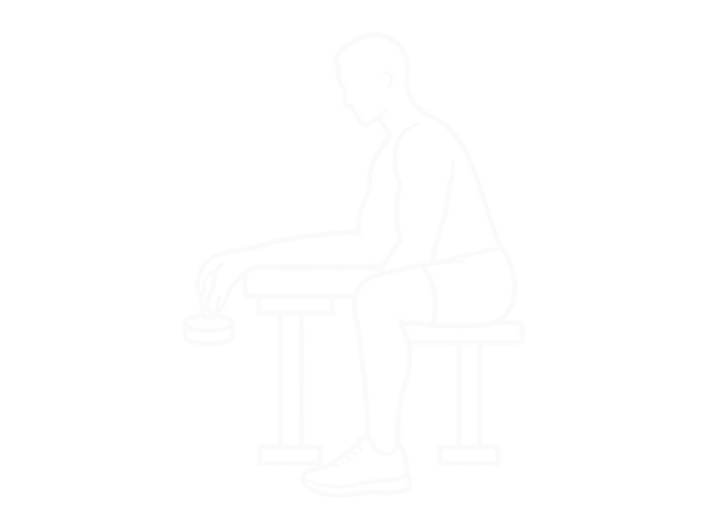 Seated Dumbbell Palms Up Wrist Curl — Start