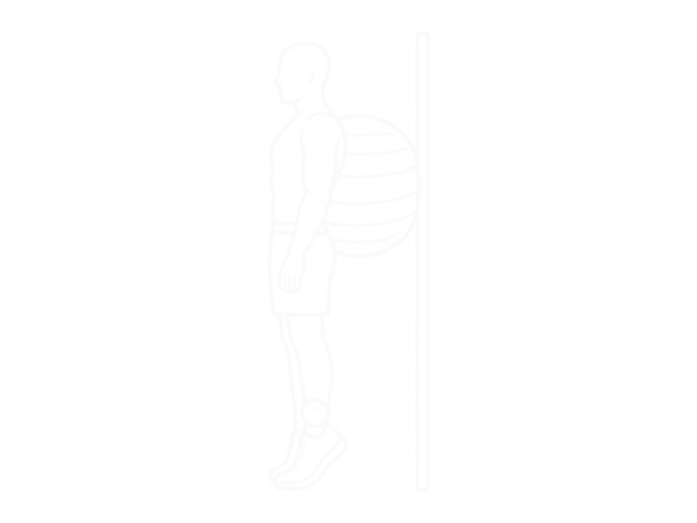Exercise Ball on the Wall Calf Raise (Tennis Ball Between Ankles) — End