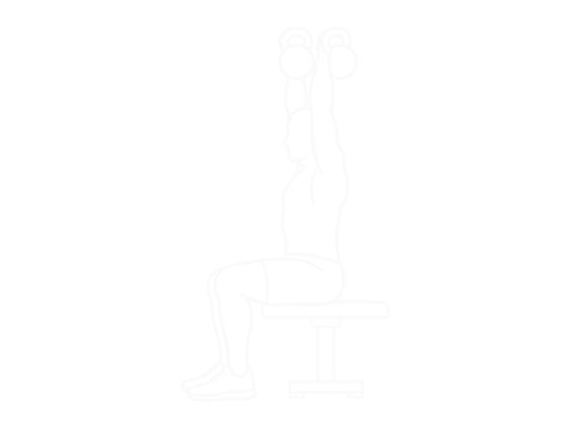 Seated Two-Arm Kettlebell Military Press — End